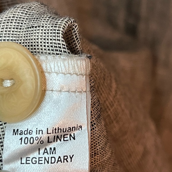 FLAX Long Linen Button Up Tunic Tan/Beige Jacket XL - Picture 10 of 10